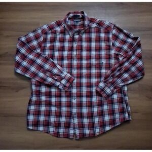 Mens‎ Eddie Bauer Flannel Classic Fit Plaid Pocket Work Casual Button Down Shirt